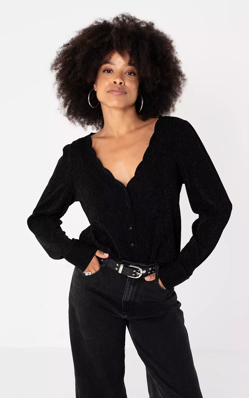 Blouse met glitter Zwart