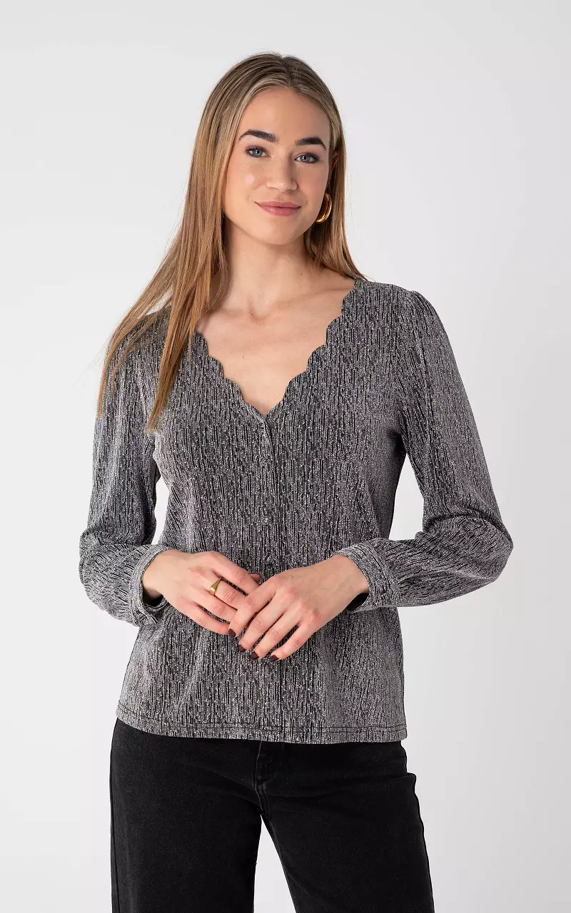 Bluse mit Glitzer Silber