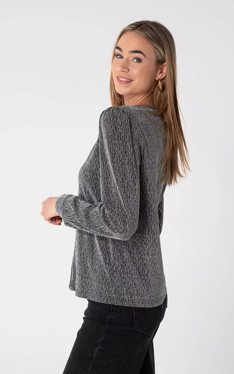 Bluse mit Glitzer Silber
