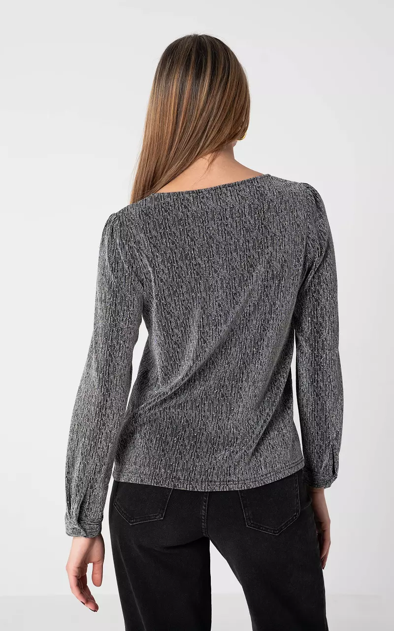 Bluse mit Glitzer Silber