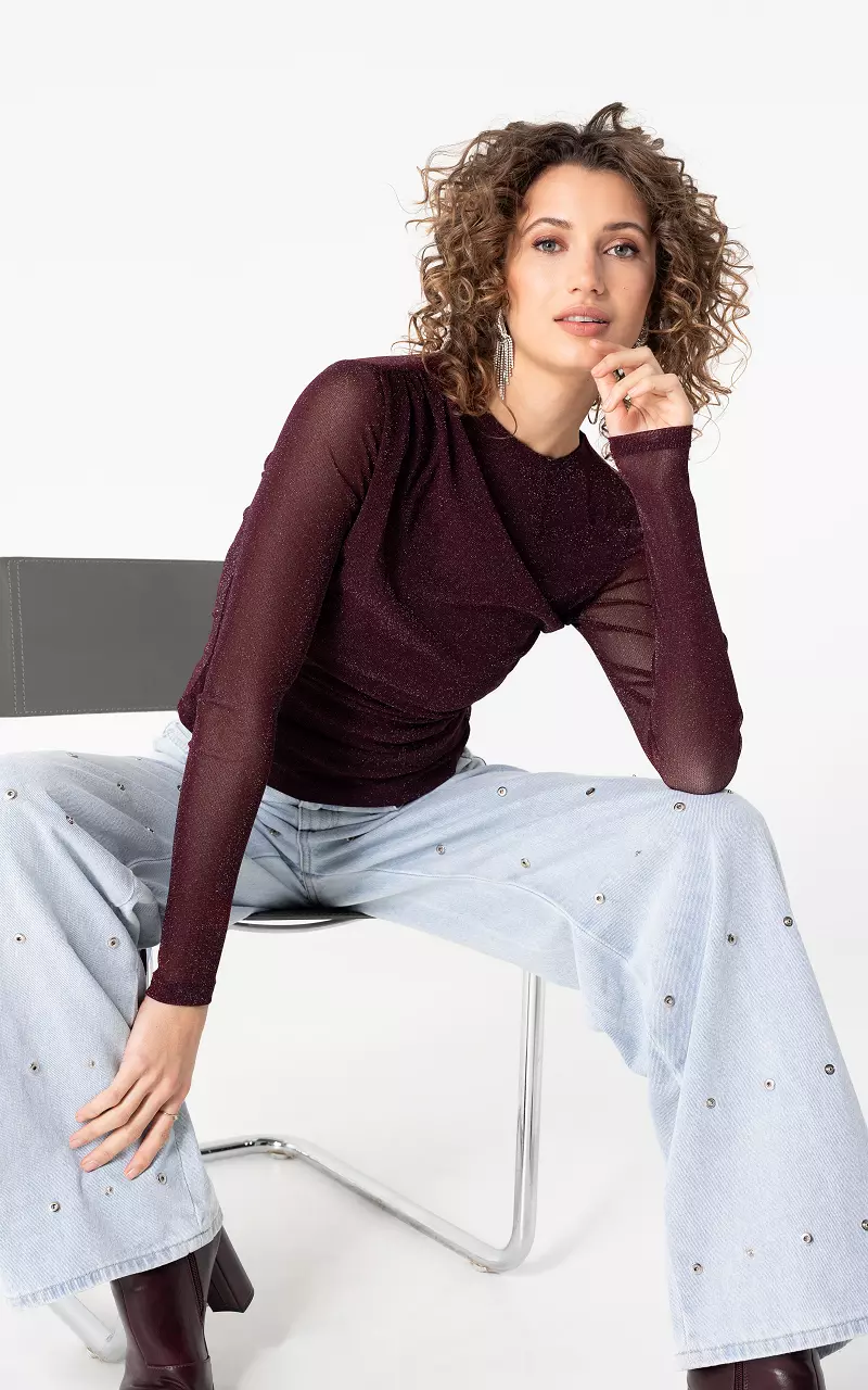 Glitter top Bordeaux