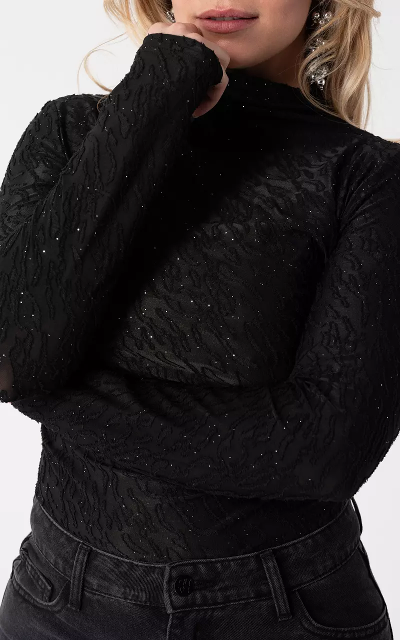 Top with glitter Black