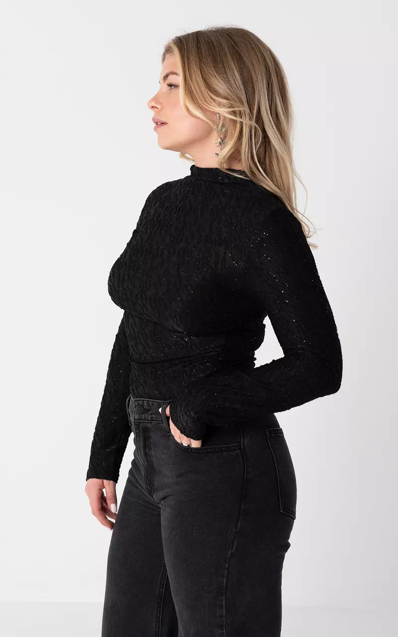 Top with glitter Black
