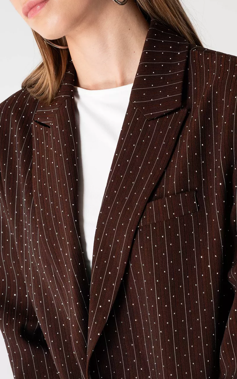 Blazer mit Strasssteinen Dunkelbraun Silber
