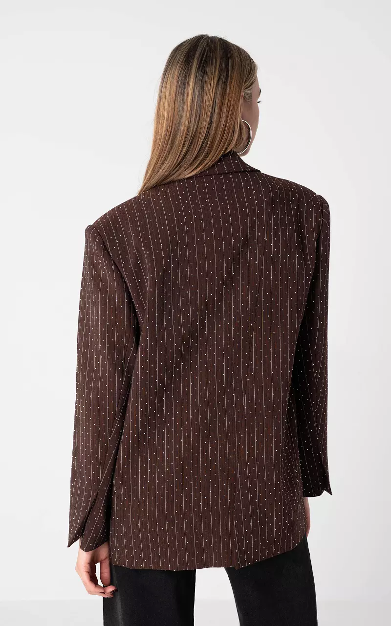 Blazer mit Strasssteinen Dunkelbraun Silber