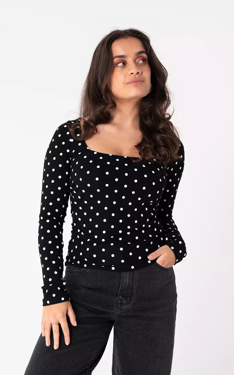 Top mit Punkten Schwarz Weiss