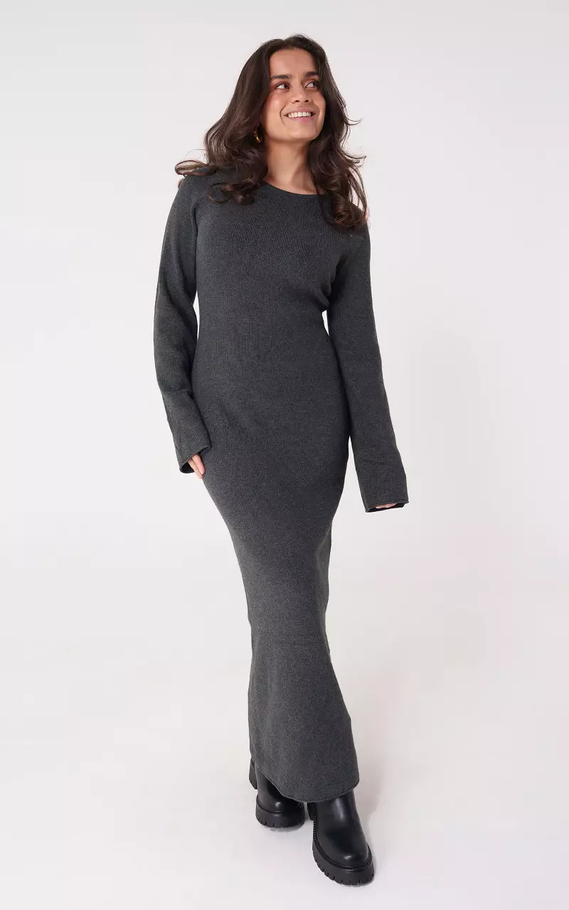 Gebeide maxi jurk Donkergrijs