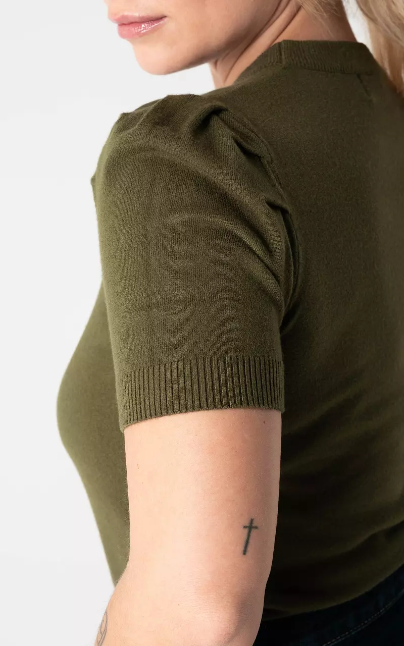 Top mit Rundhalsausschnitt Kaki