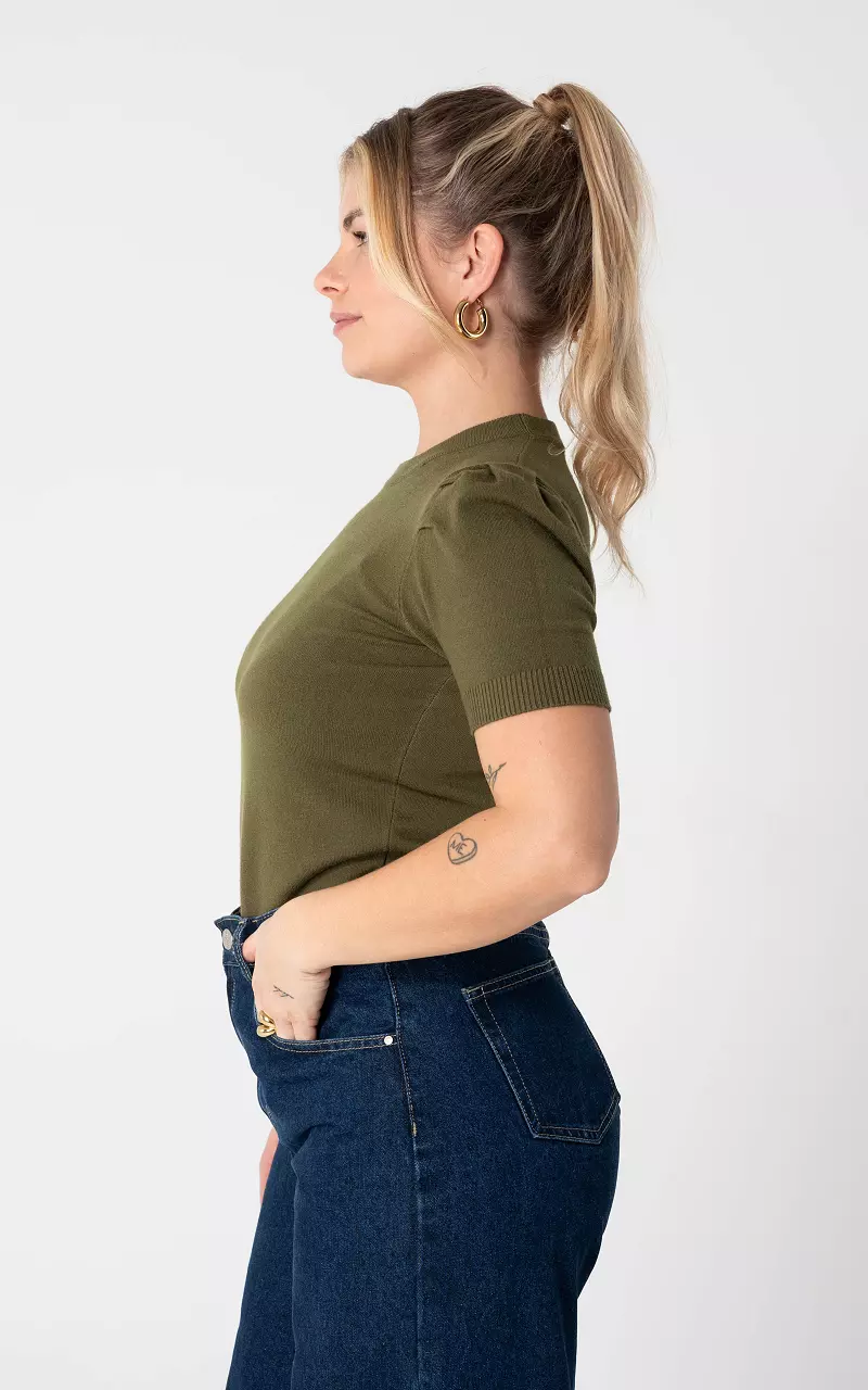 Top mit Rundhalsausschnitt Kaki