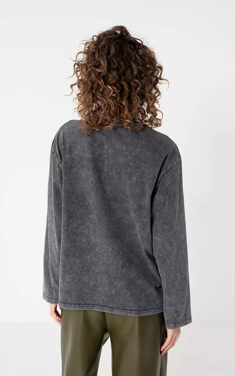 Long sleeve with rhinestones Dark Grey Black