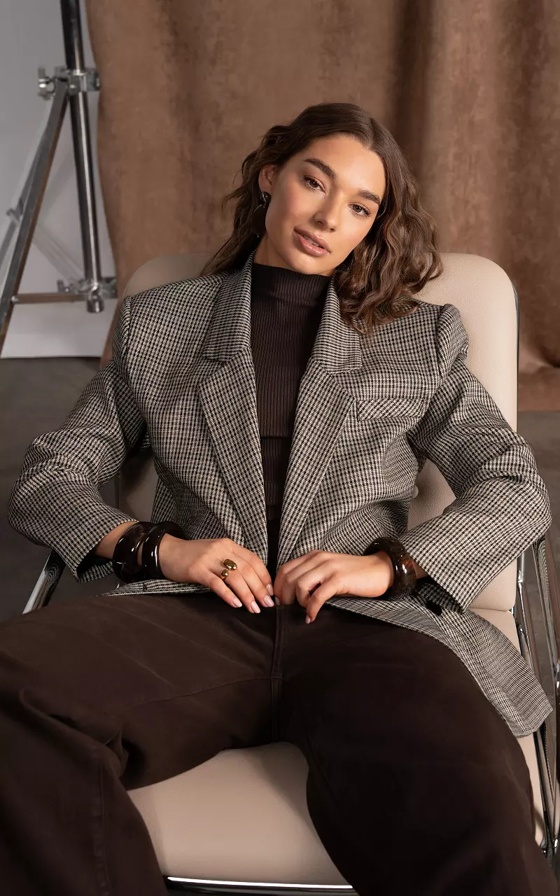 Blazer met knoopsluiting Bruin Zwart