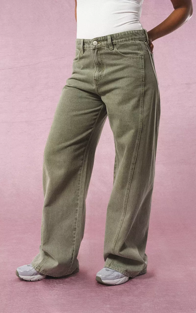 Wide straight jeans Kaki