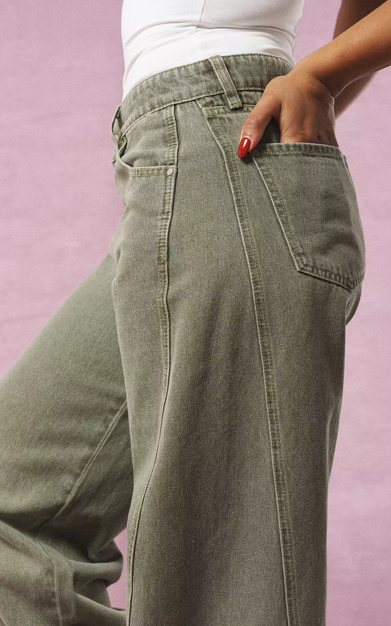 Wide straight jeans Kaki