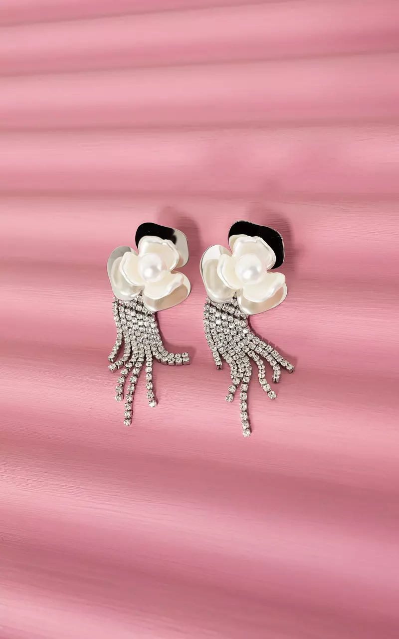 Earrings with stones Silver White