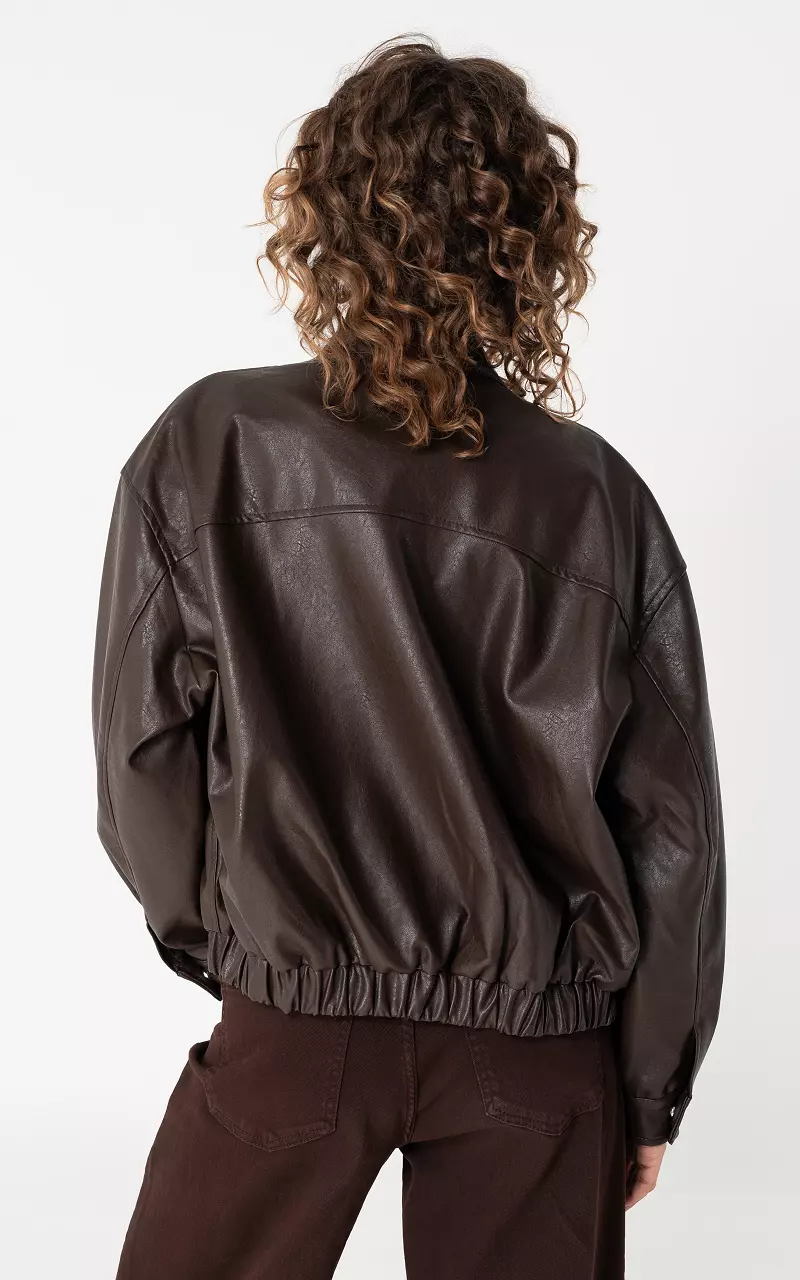 Leather look jacket Dark Brown