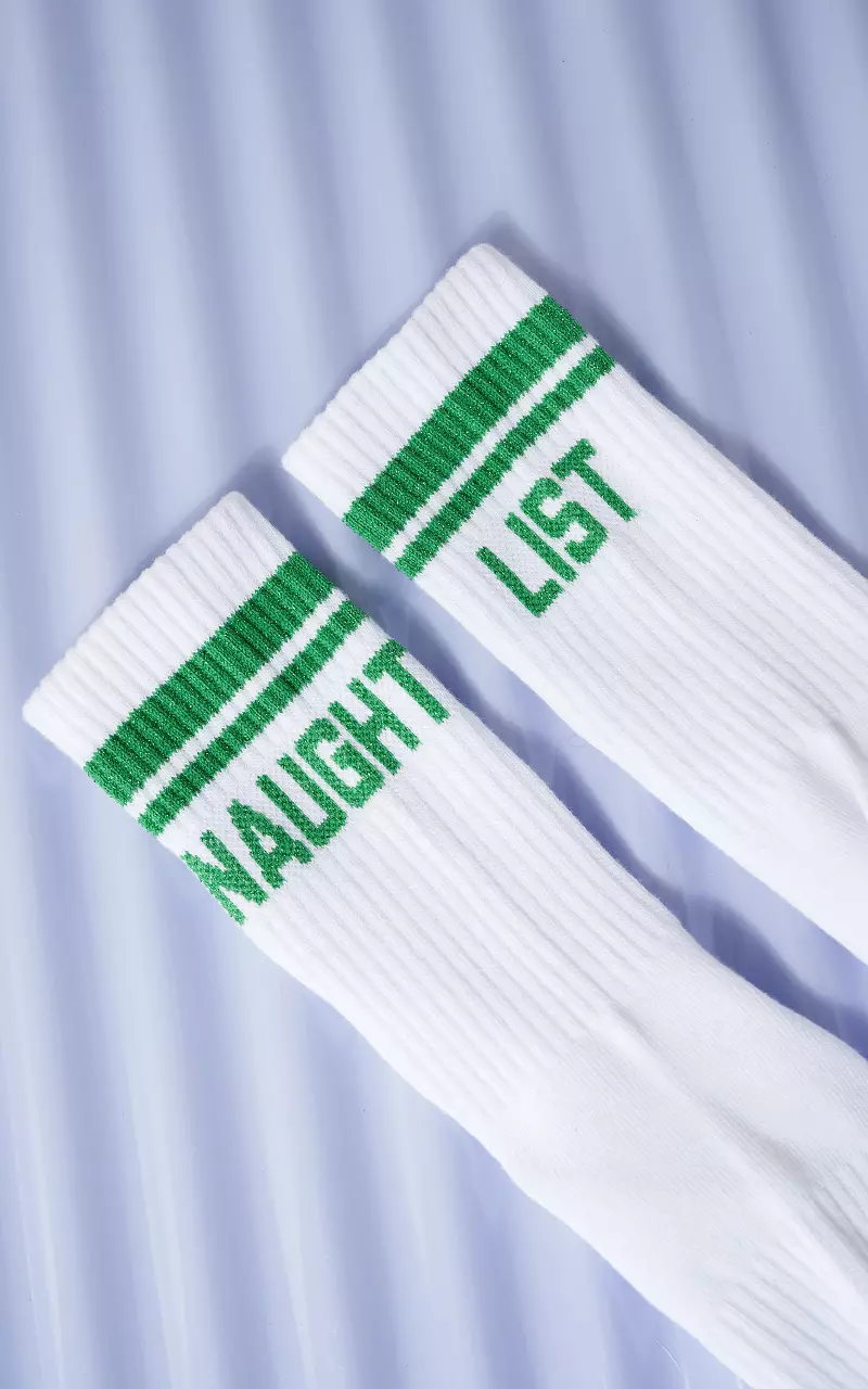 Sok met glitters Wit Groen