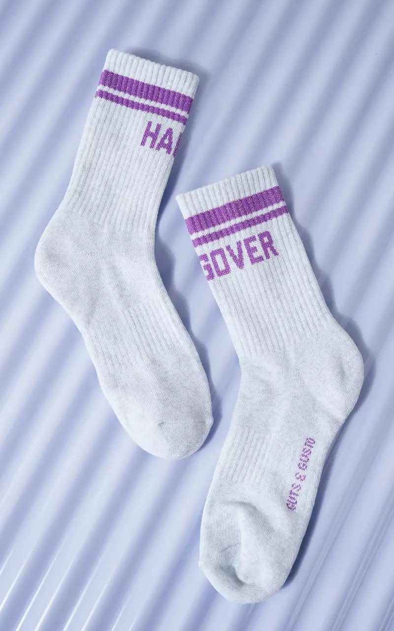 Glitter sock Light Grey Purple
