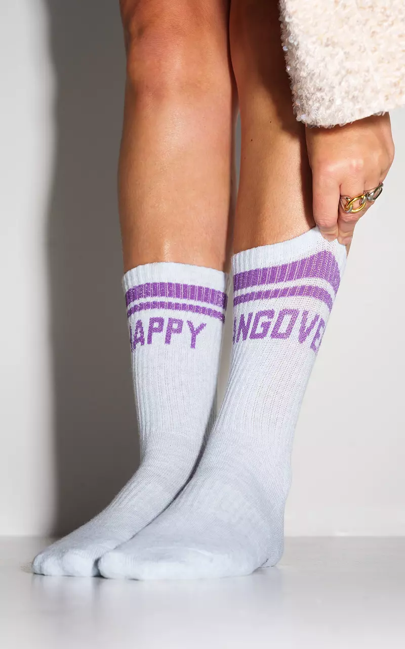 Glitter sock Light Grey Purple