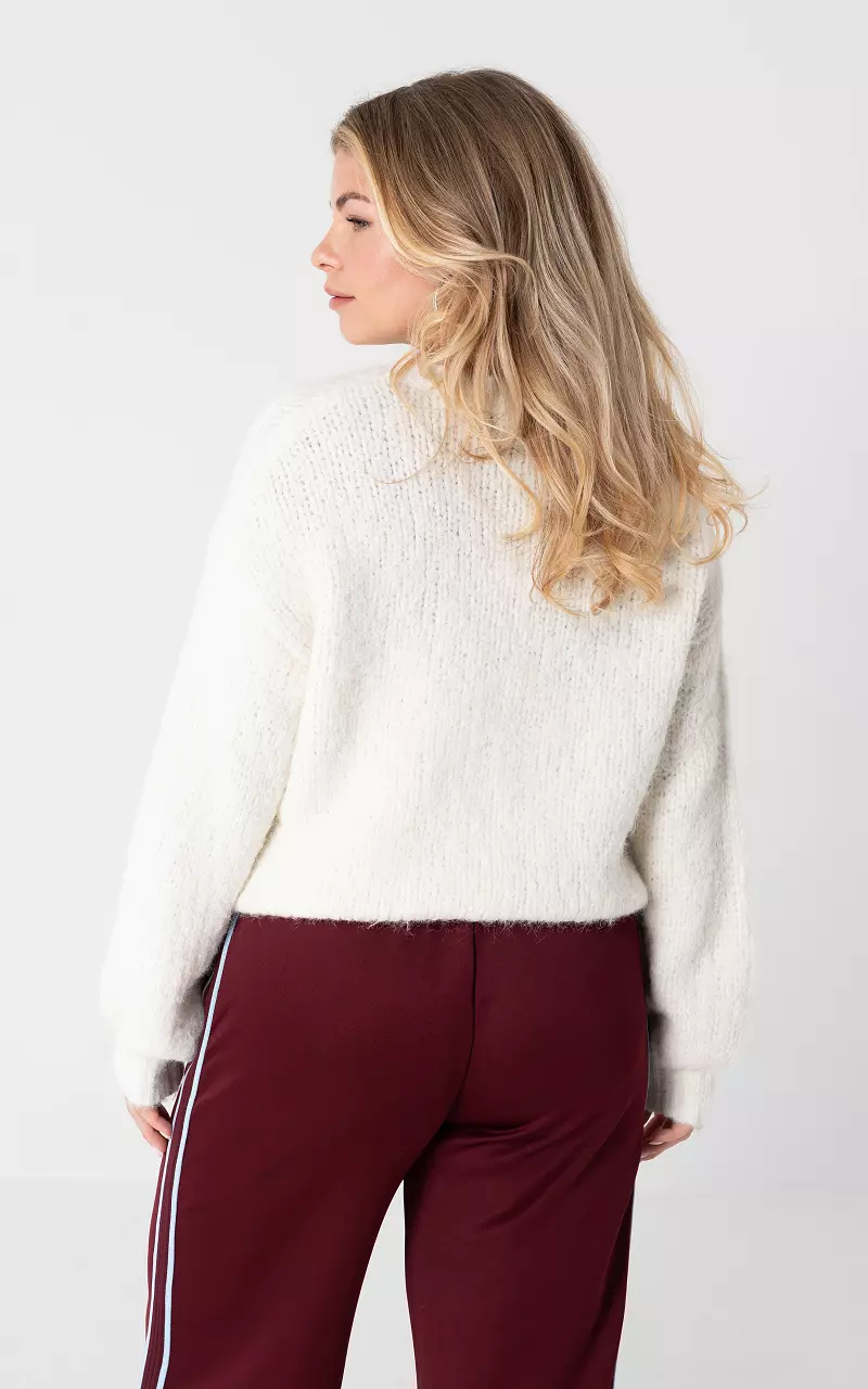 Pullover mit Rundhalsausschnitt Weiß Dunkelrot