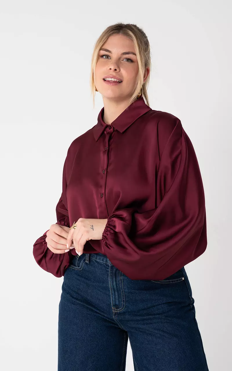 Bluse im Satin-Look Bordeaux