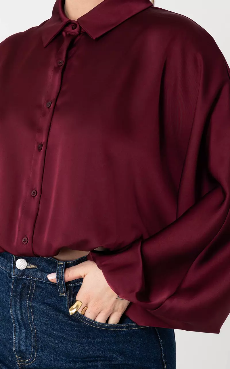 Bluse im Satin-Look Bordeaux
