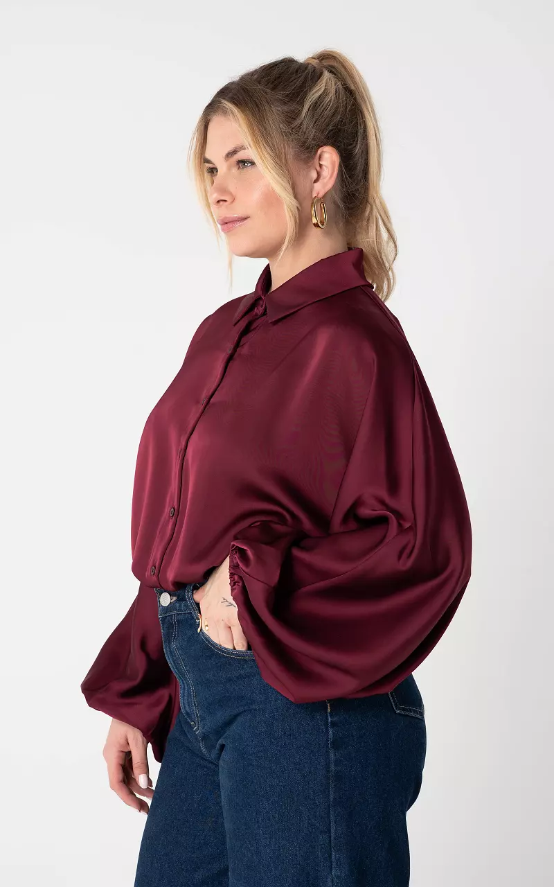 Bluse im Satin-Look Bordeaux