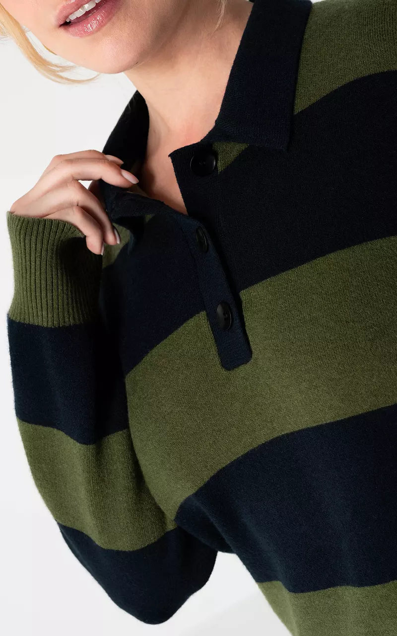 Pullover mit Kragen Dunkelblau Grün