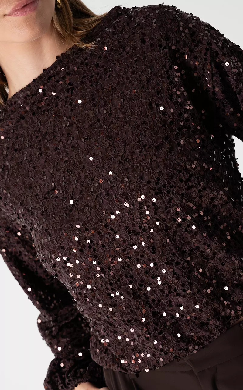 Top with sequins Dark Brown