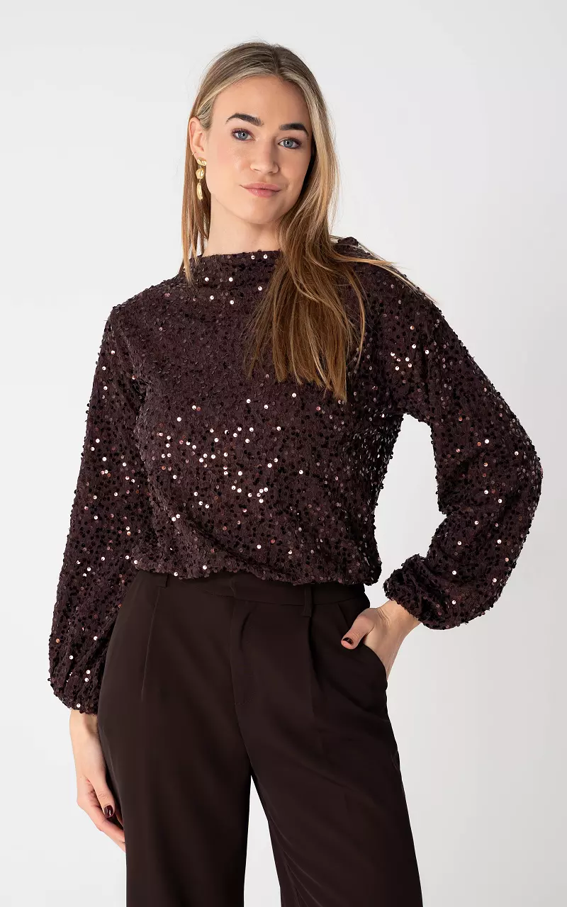 Top with sequins Dark Brown
