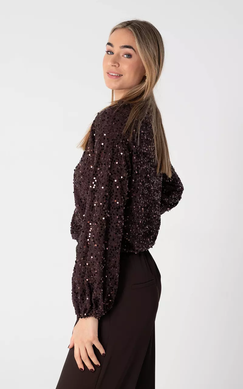 Top with sequins Dark Brown