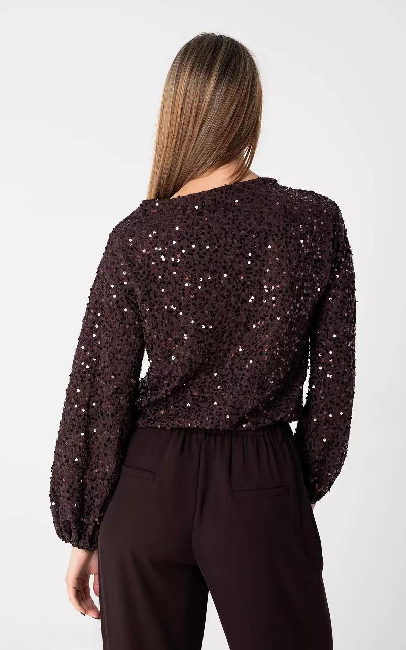 Top with sequins Dark Brown