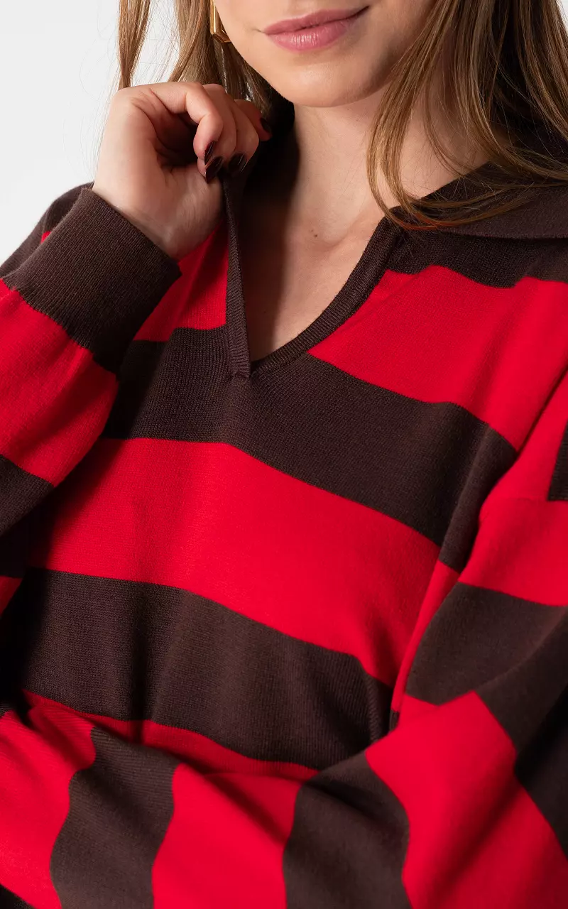 Pullover #105826 Rot Dunkelbraun