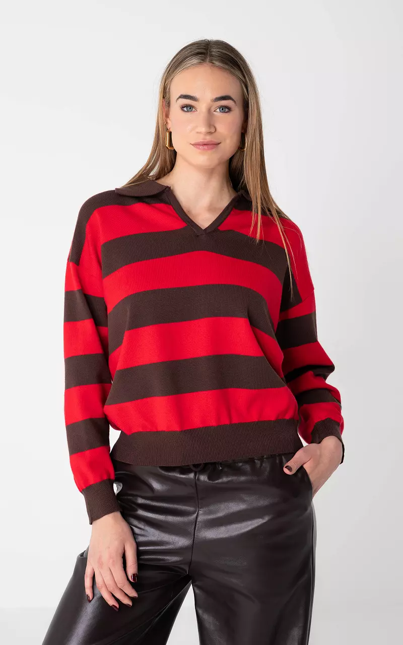 Pullover #105826 Rot Dunkelbraun