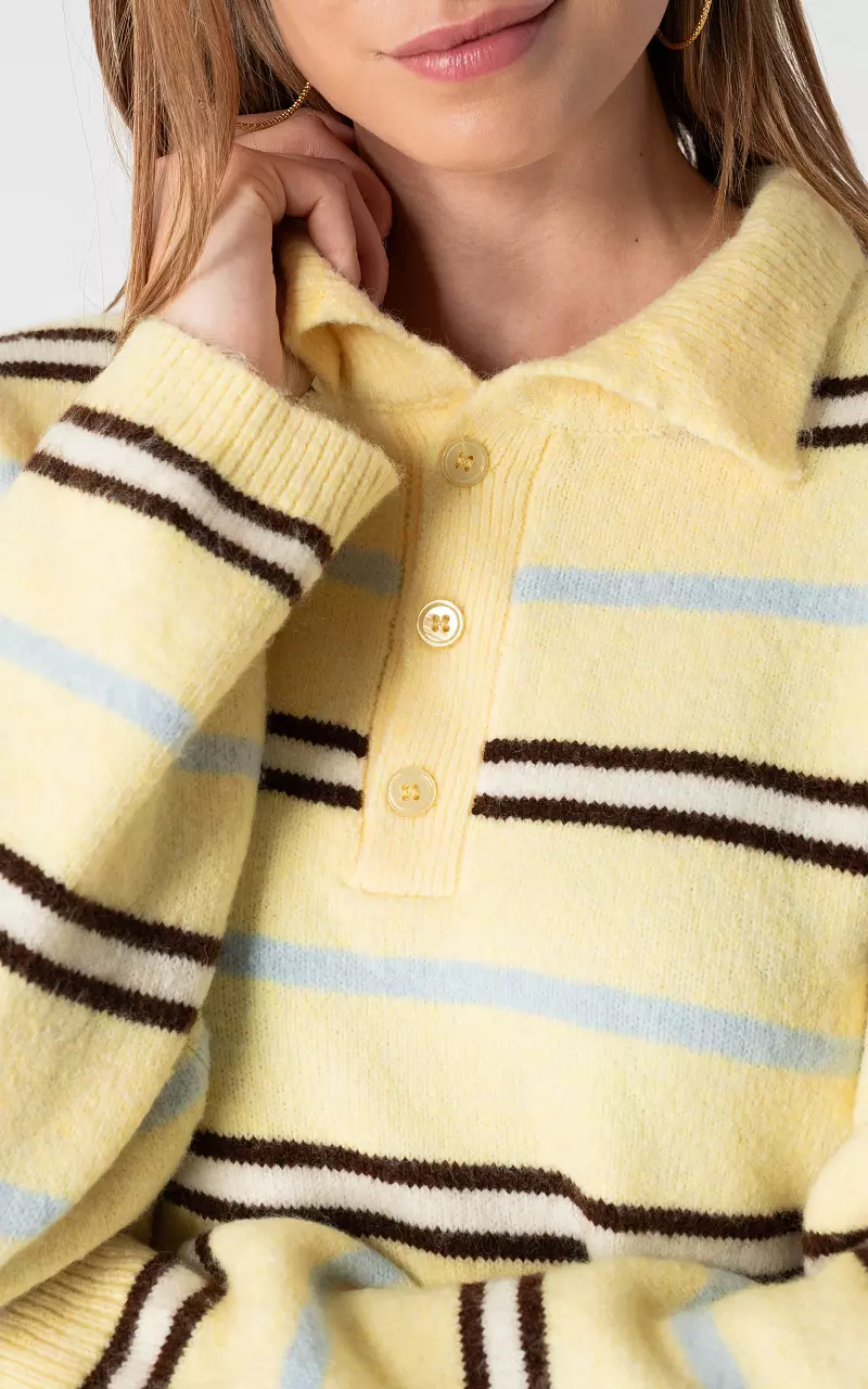 Pullover #105837 Hellgelb Dunkelbraun