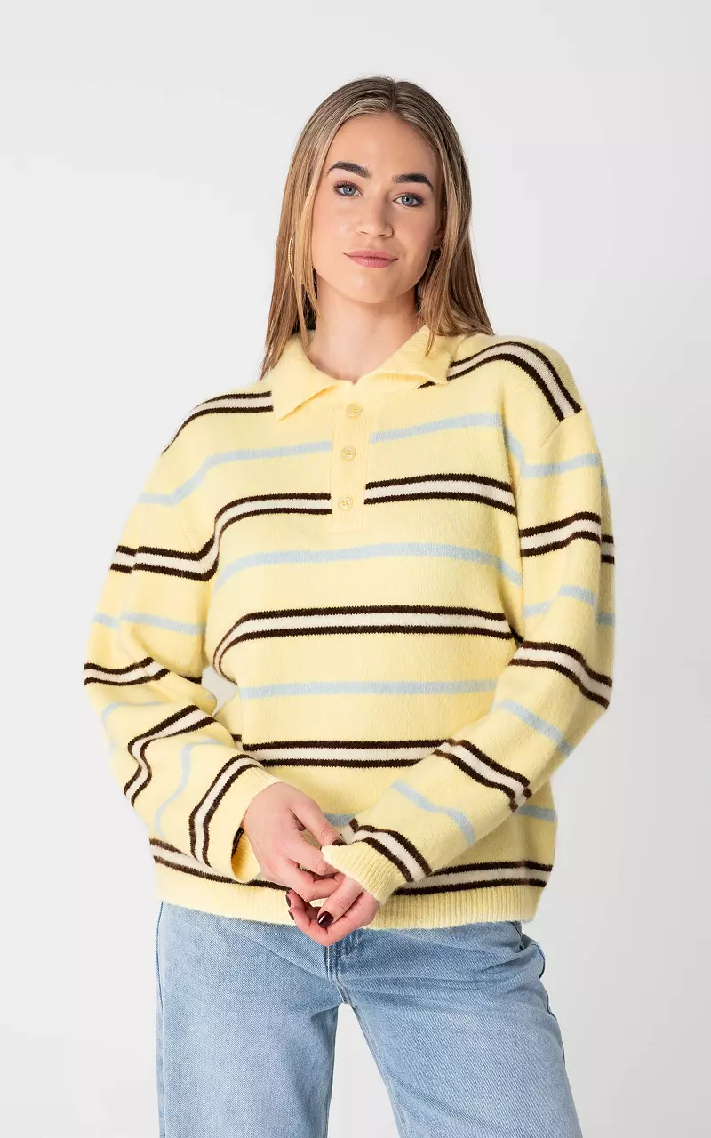 Pullover #105837 Hellgelb Dunkelbraun