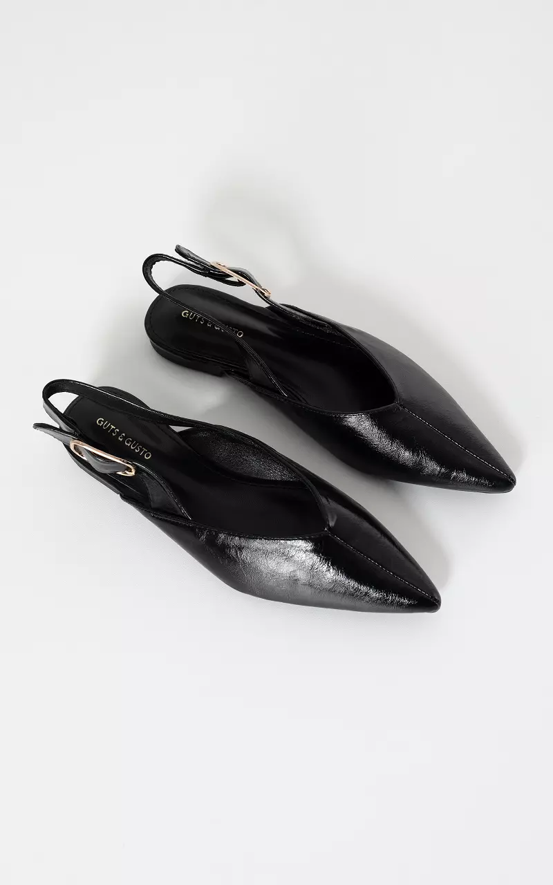 Patent slingback Black
