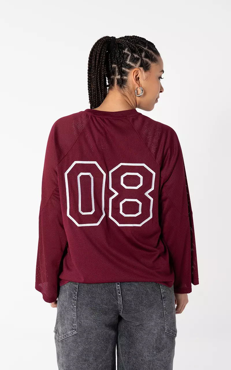 Shirt met v-hals Bordeaux