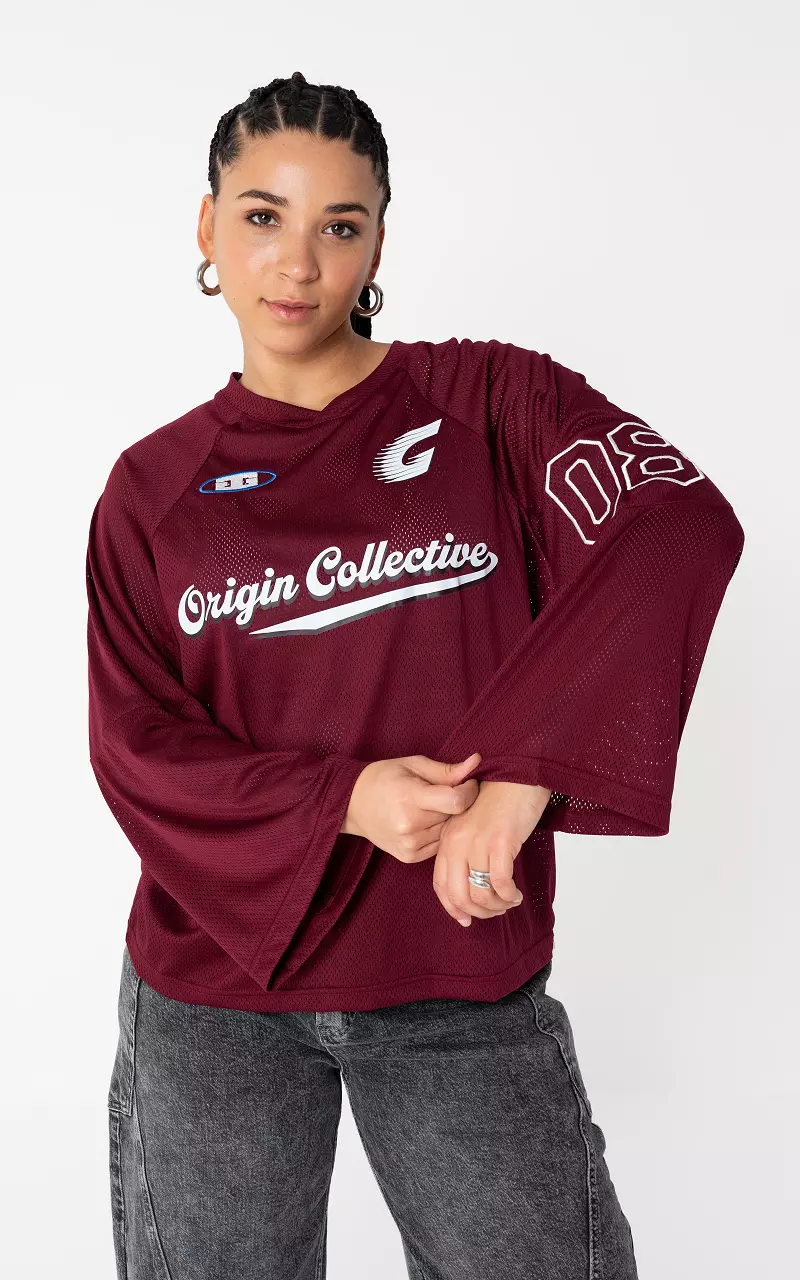 Shirt met v-hals Bordeaux