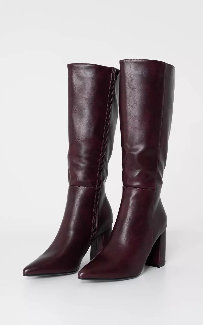 High-heeled boots Bordeaux
