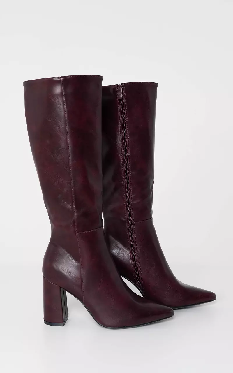 High-heeled boots Bordeaux
