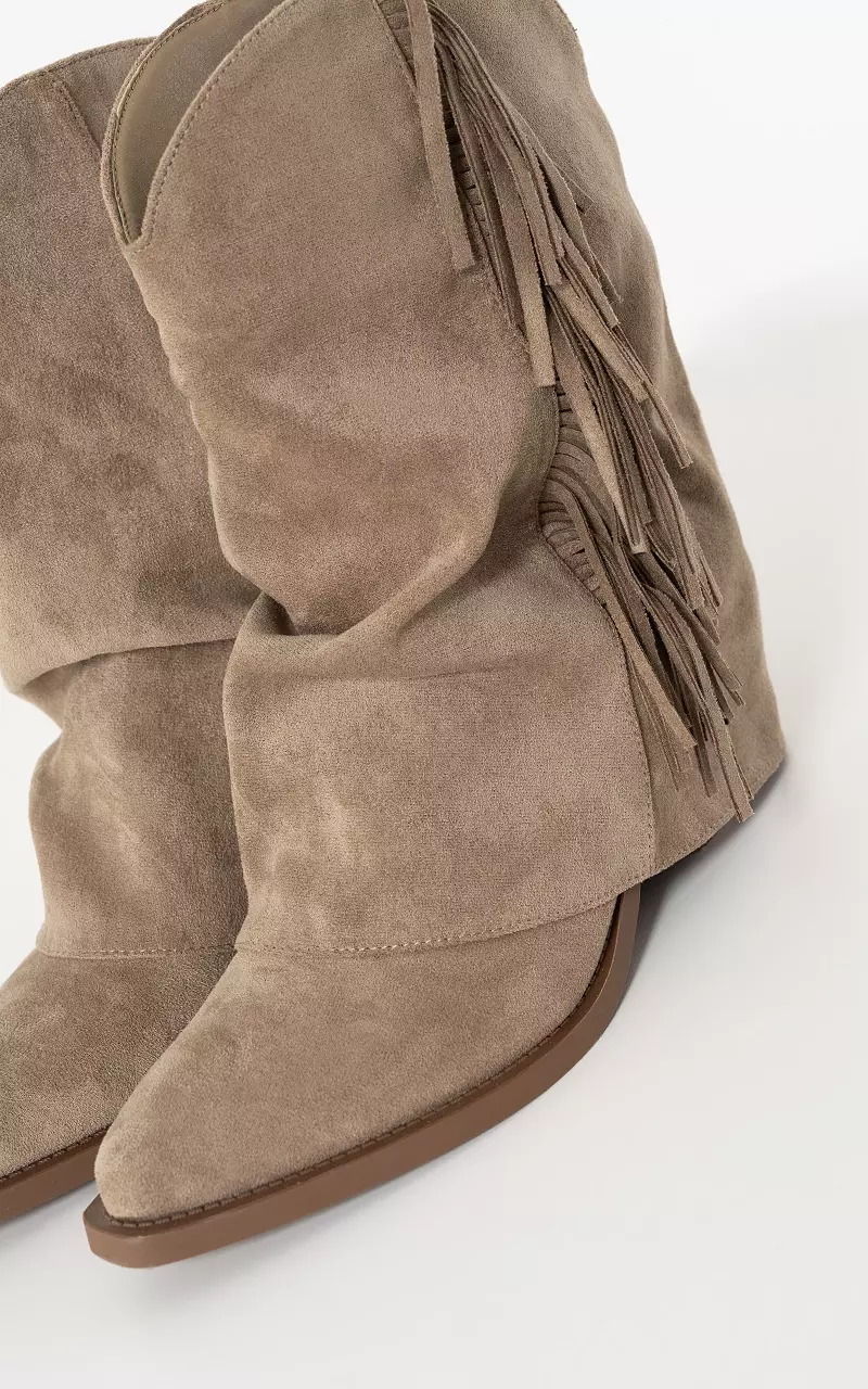 Western laars met franjes Kaki