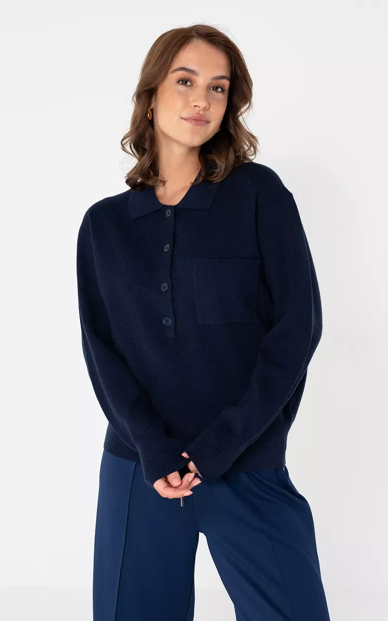 Pullover mit Knöpfen Dunkelblau