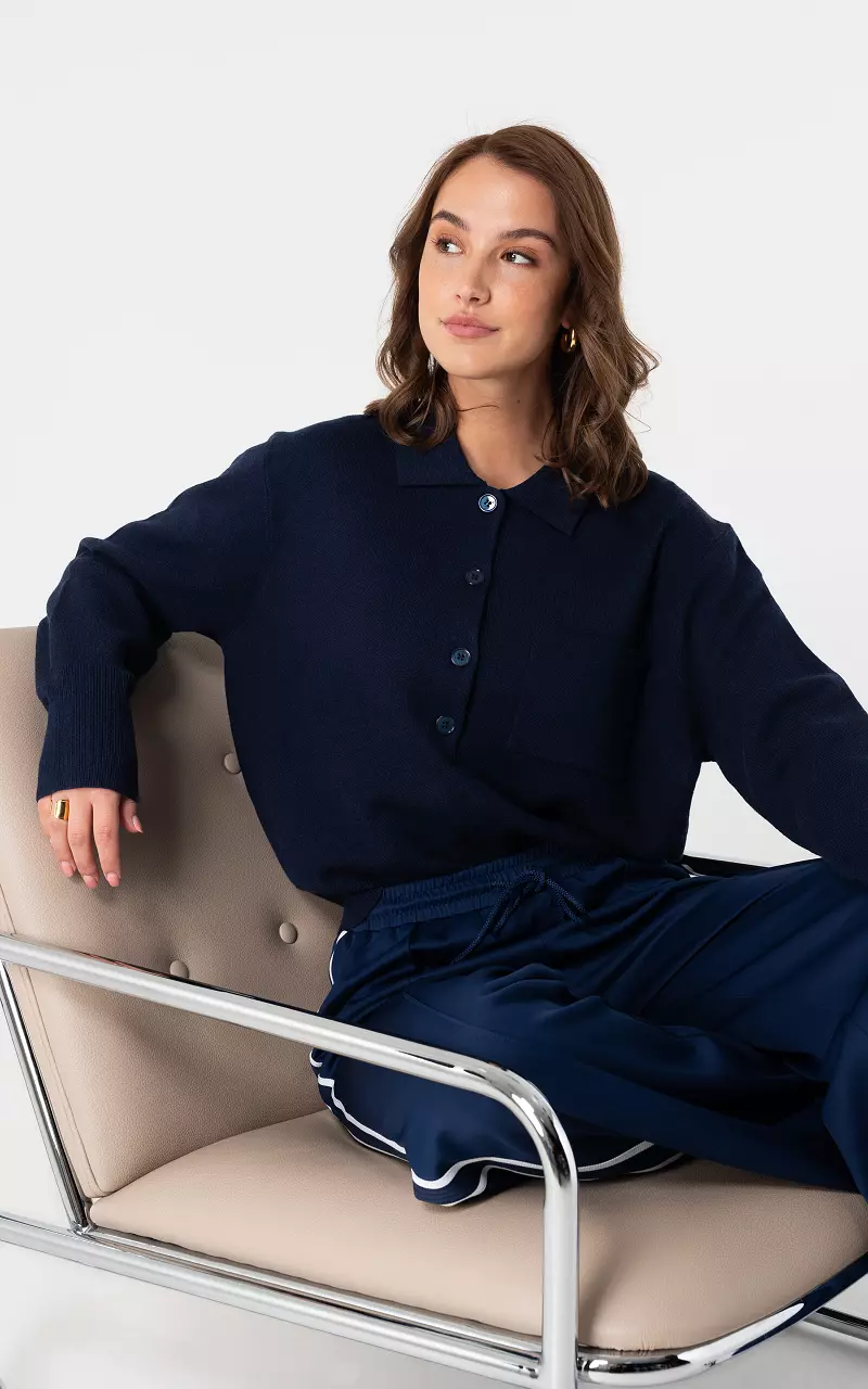 Pullover mit Knöpfen Dunkelblau