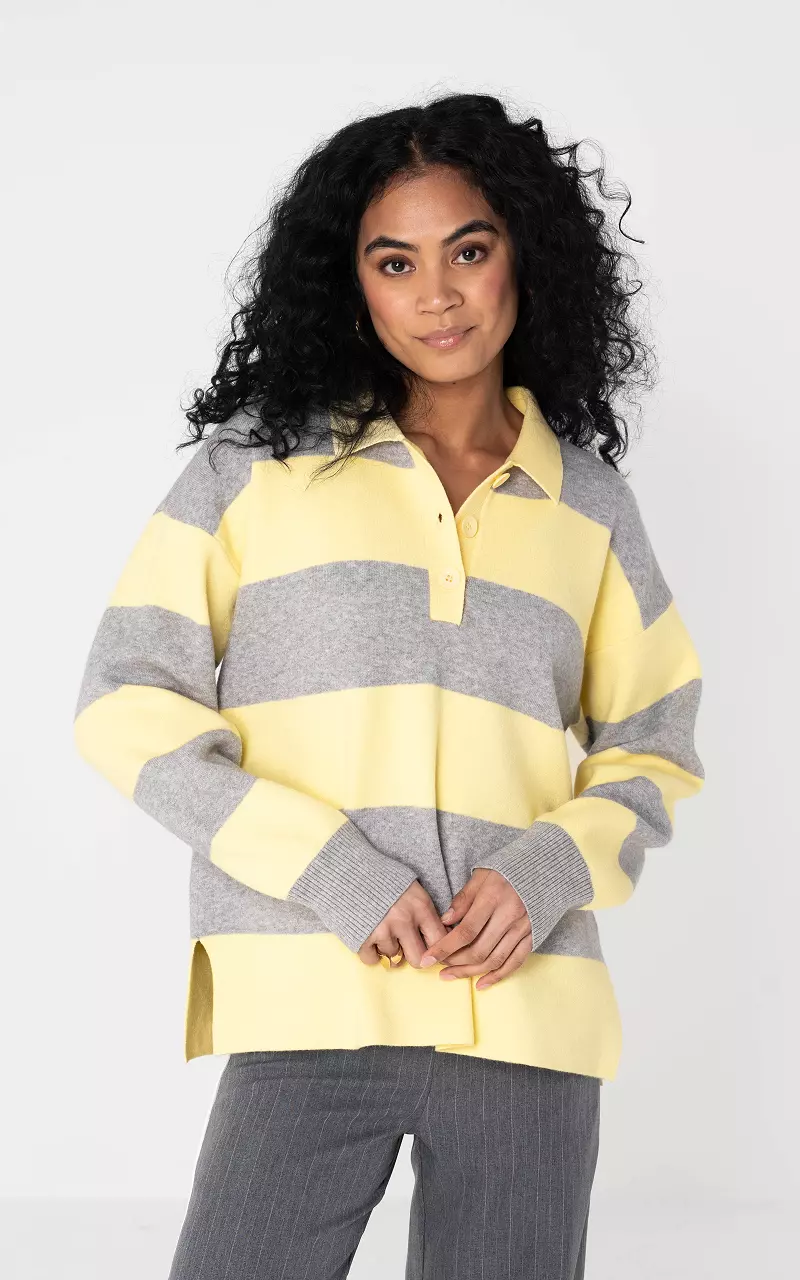 Pullover #105953 Hellgelb Grau