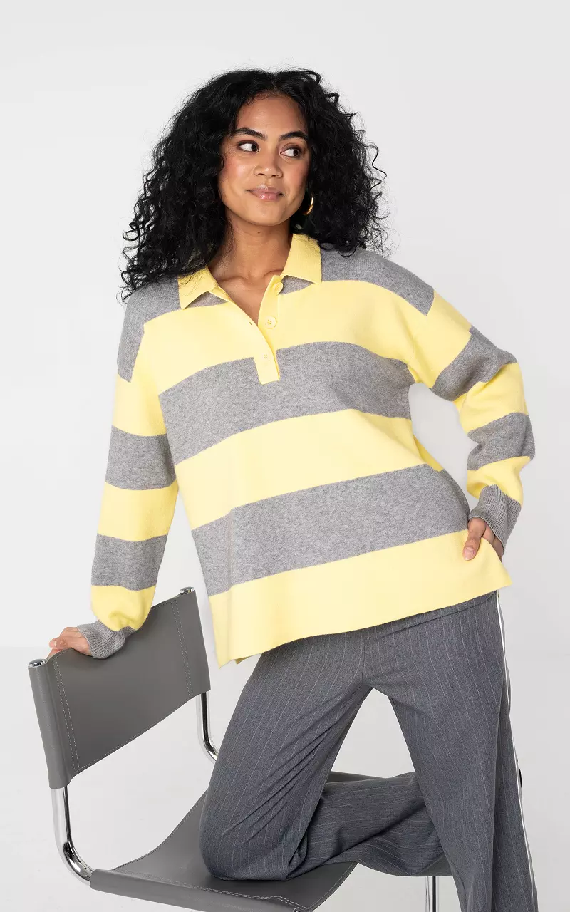 Pullover #105953 Hellgelb Grau