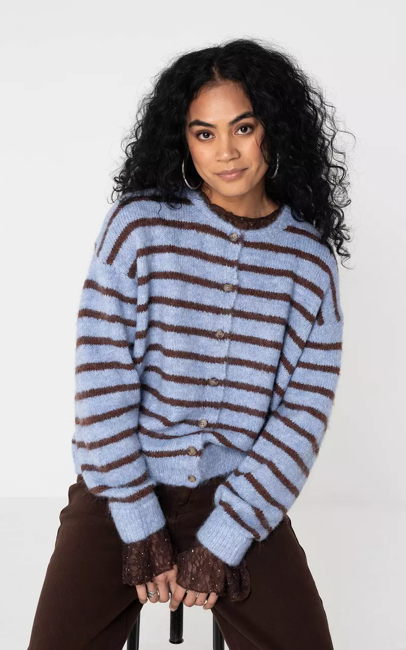 Cardigan #105955 Blau Dunkelbraun