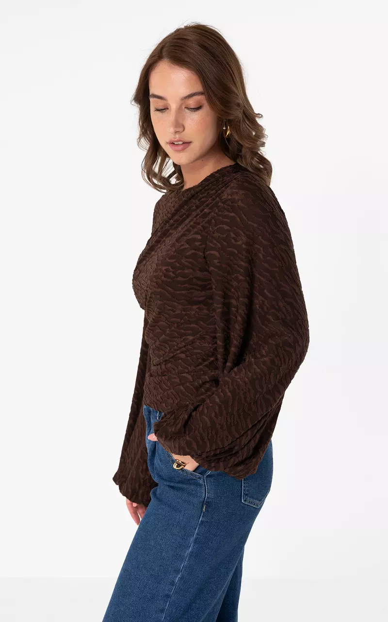 Top mit Ballonärmeln Braun