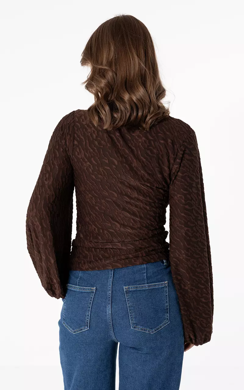 Top mit Ballonärmeln Braun