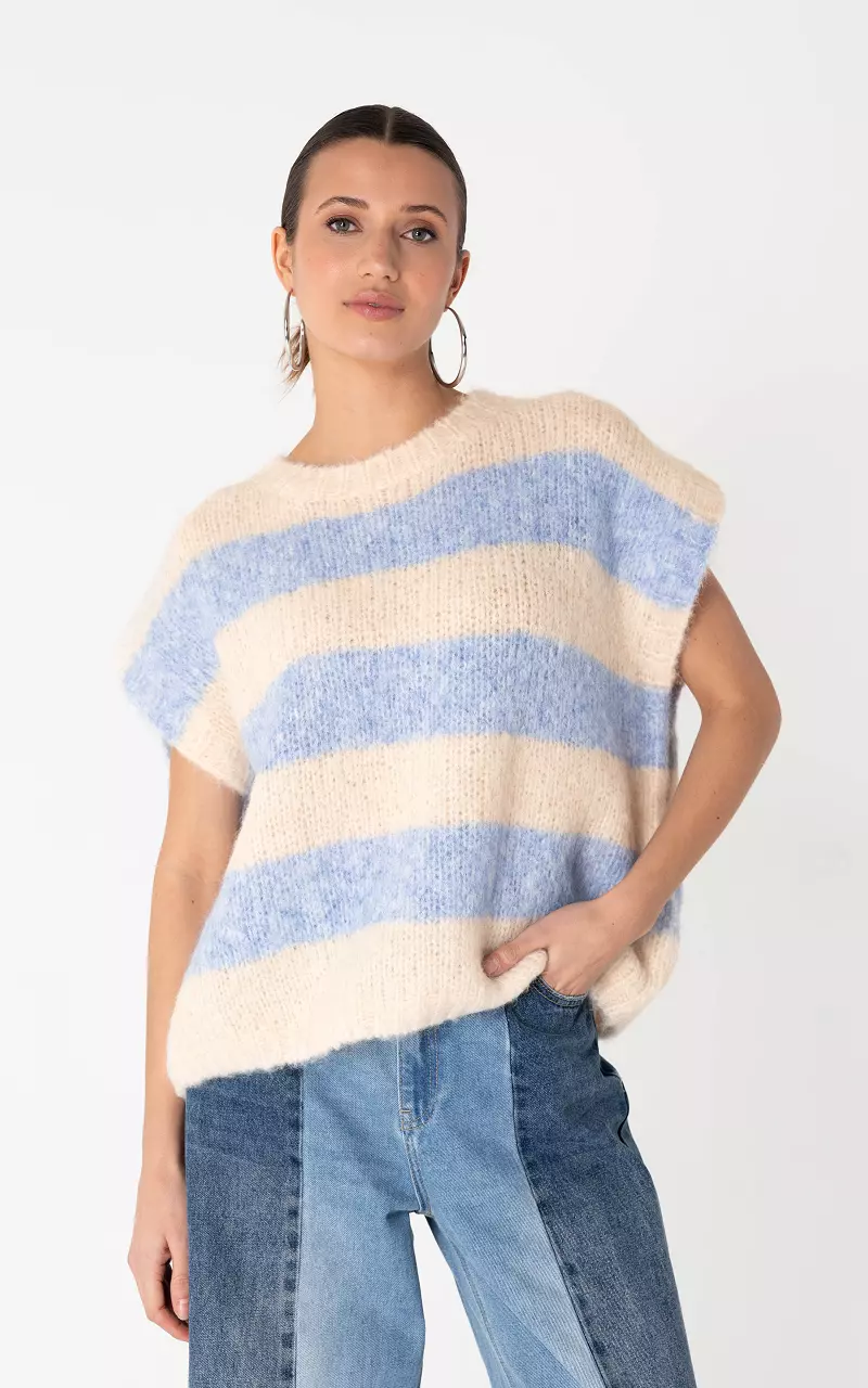 Pullunder mit Streifen Creme Hellblau