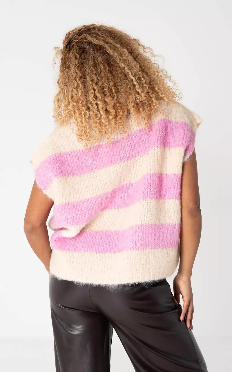Pullunder mit Streifen Creme Hellrosa